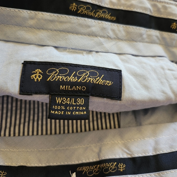 Brooks Brothers Men's Milano Cotton Seersucker Blue & White Pants Size 34x30 - Picture 7 of 8